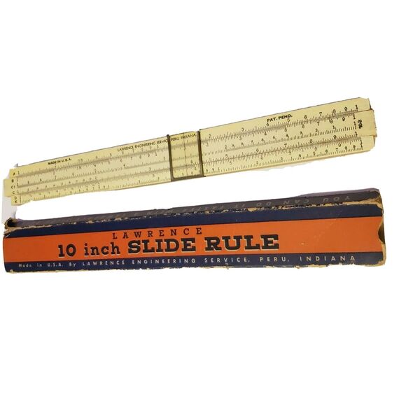 Vintage Lawrence Slide Rule With Cardboard Case -Wood - 10 Inch - Picture 1 of 6